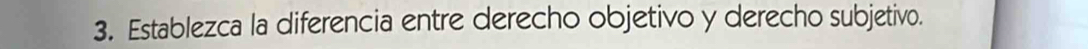 Establezca la diferencia entre derecho objetivo y derecho subjetivo.