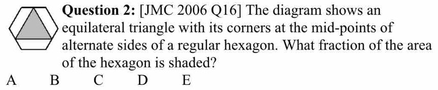 Solved: [JMC 2006 Q16] The diagram shows an equilateral triangle with ...