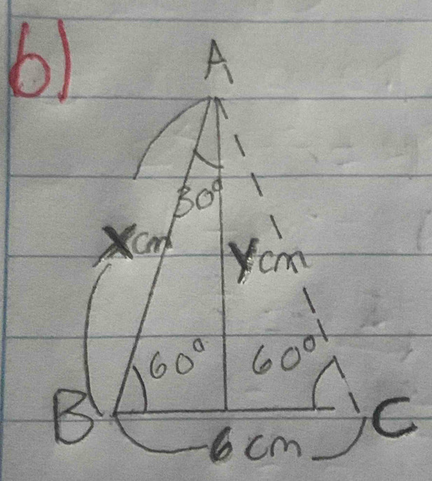 A
1
BO°
1
Yom
60° 60°
B
6cm
C