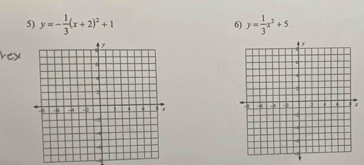 y=- 1/3 (x+2)^2+1 y= 1/3 x^2+5
6)