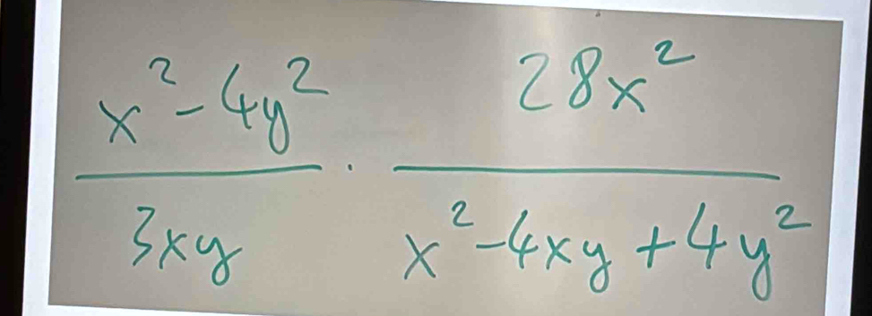  (x^2-6y^2)/3xy ·  28x^2/x^2-4xy+4y^2 