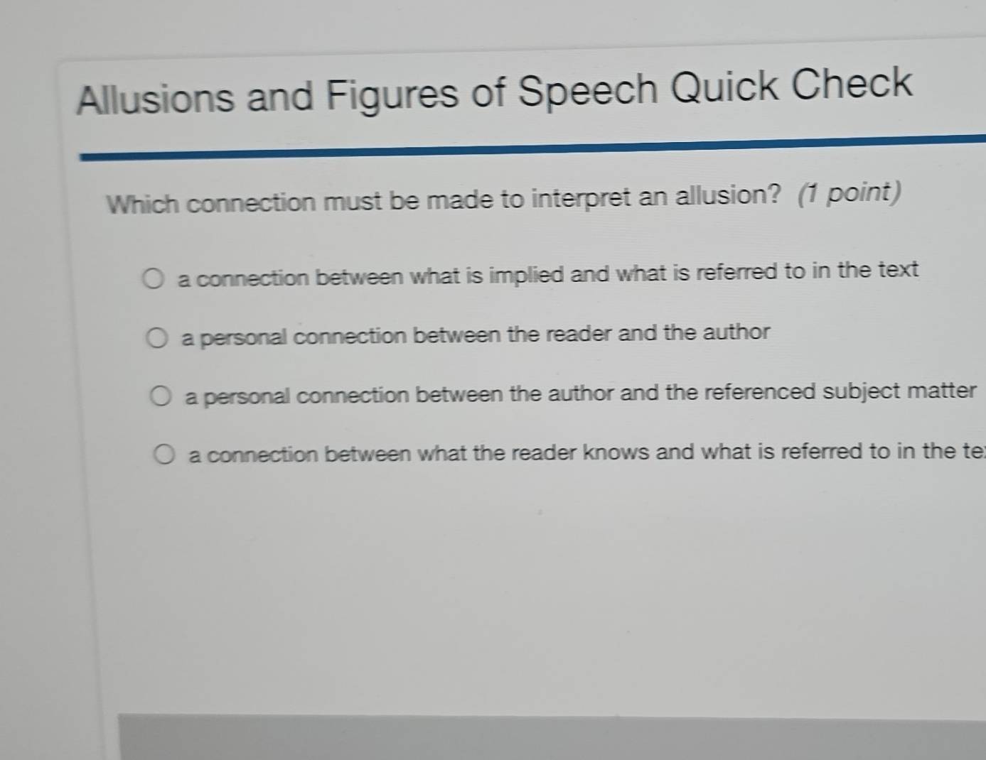 Solved: Allusions and Figures of Speech Quick Check Which connection ...