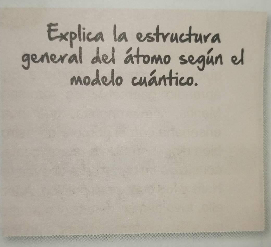 Explica la estructura 
general del atomo segan el 
modelo cuantico.