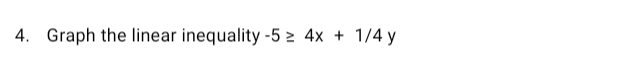 Graph the linear inequality -5≥ 4x+1/4y