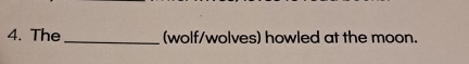 The _(wolf/wolves) howled at the moon.