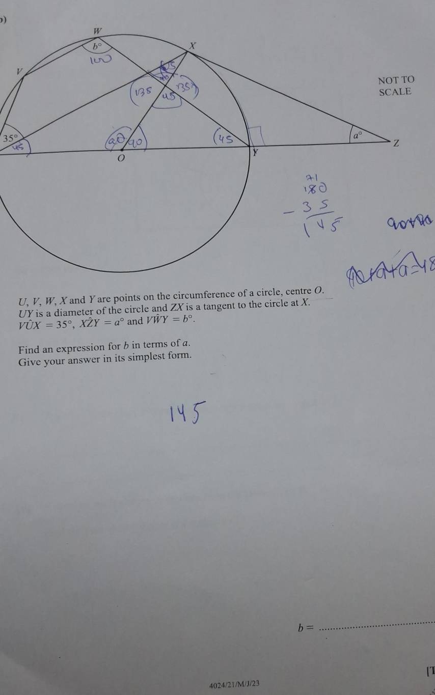 Solved: ) 35° U, V, W, X and Y are points on the