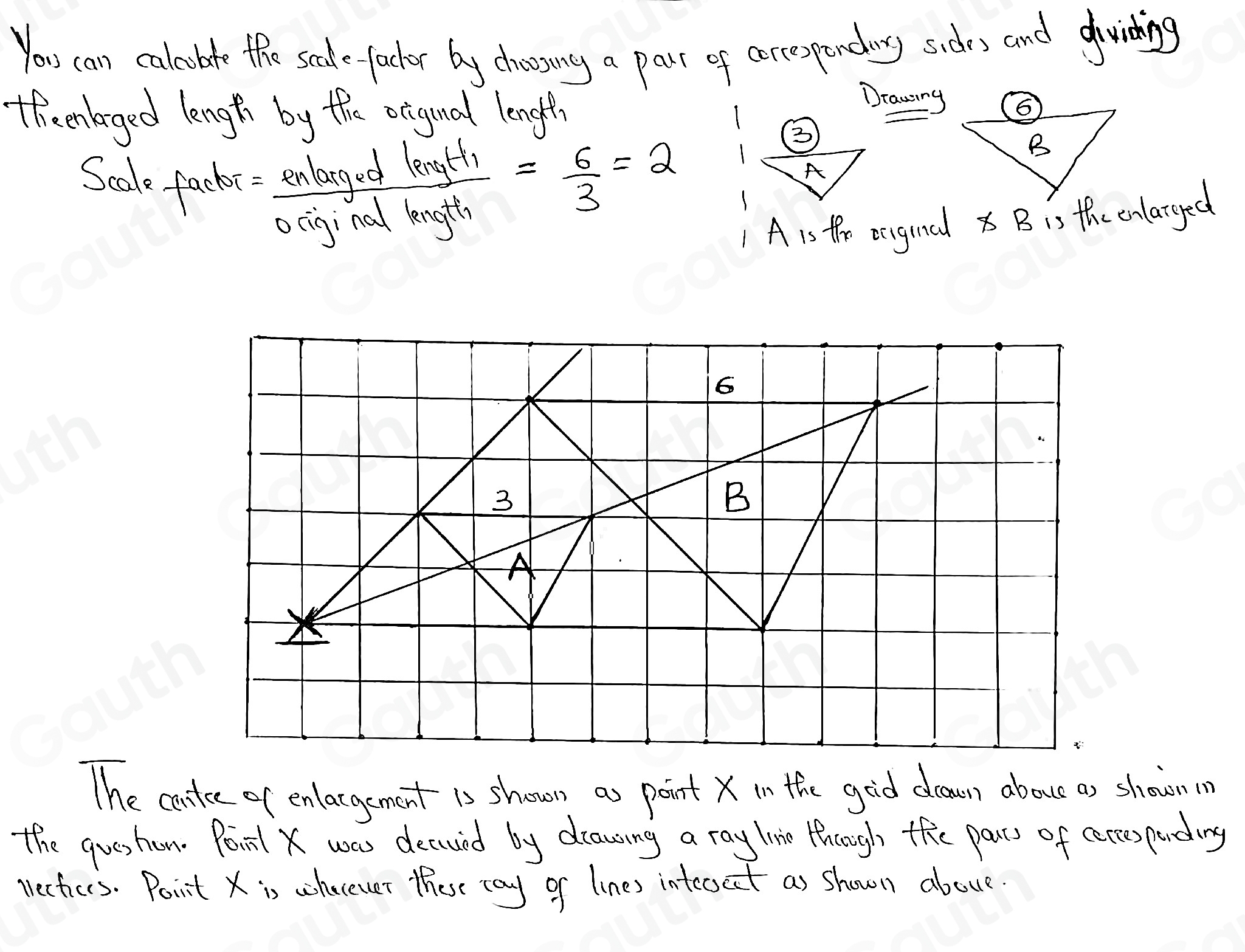 Solved: Here are two triangles on a grid. Triangle B is an enlargement ...
