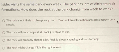 Solved: Isidro visits the same park every week. The park has lots of ...