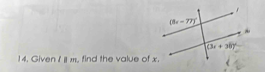 Given I ll m, find the value of x.