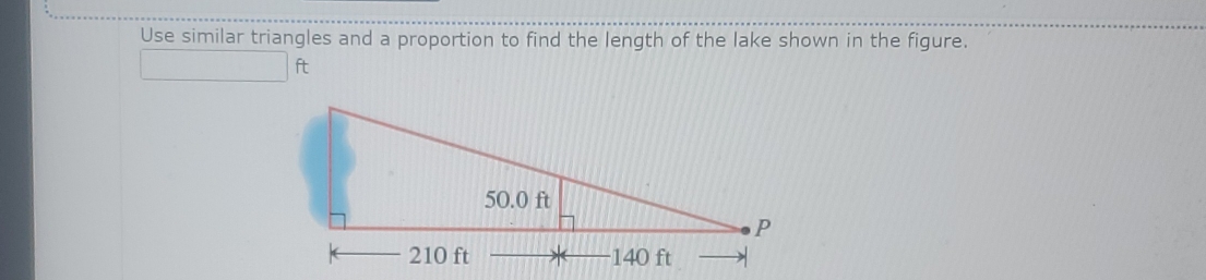Solved: Use similar triangles and a proportion to find the length of ...