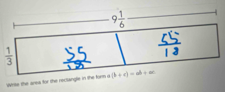 Write the area for the rectangle in the