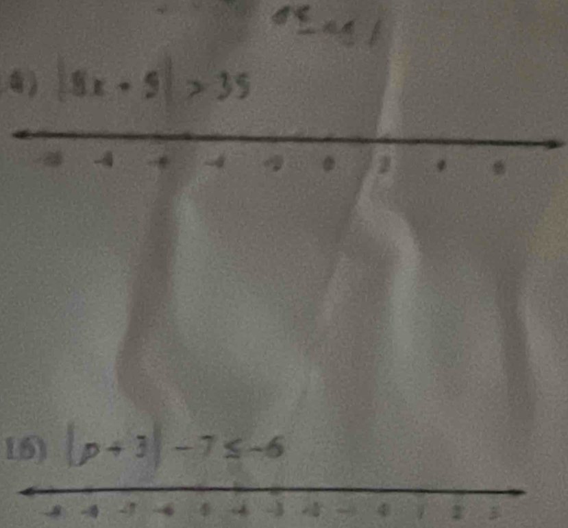 4 ) |8x+5|>35
16) |p+3|-7≤ -6