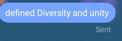 defined Diversity and unity 
Sent