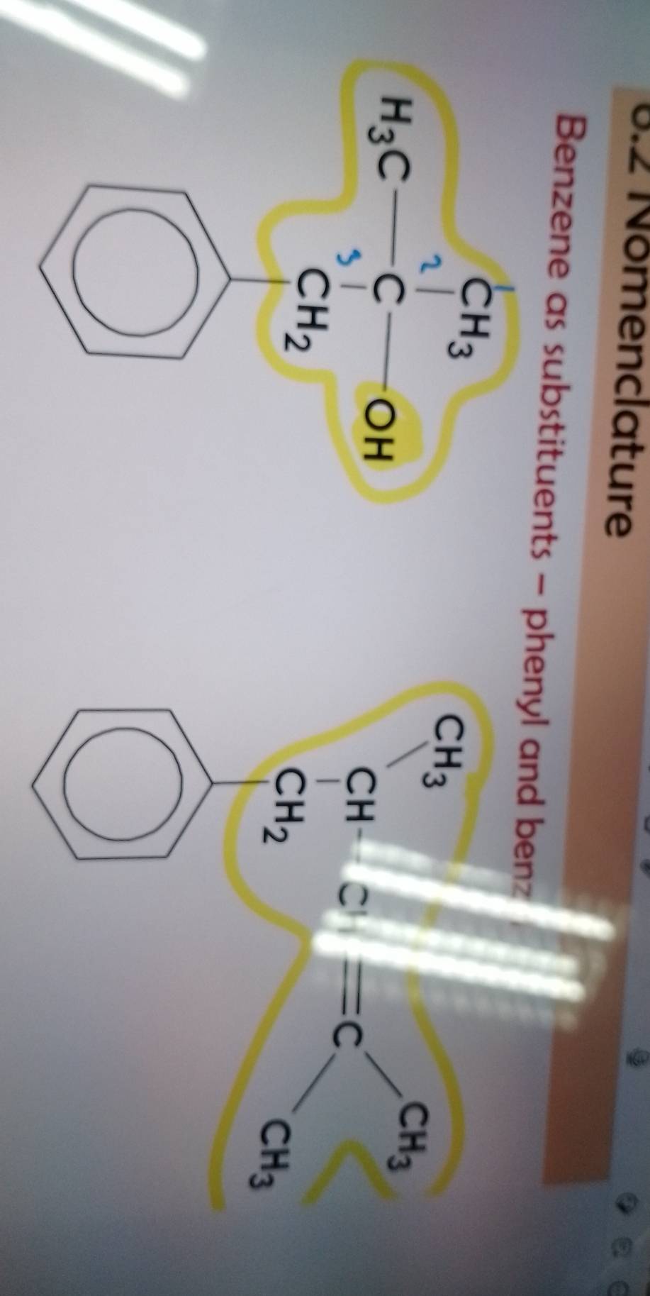 6.2 Nomenclature
Benzene as substituents - phenyl and benz
H_3C- 1/3 C-OH
)