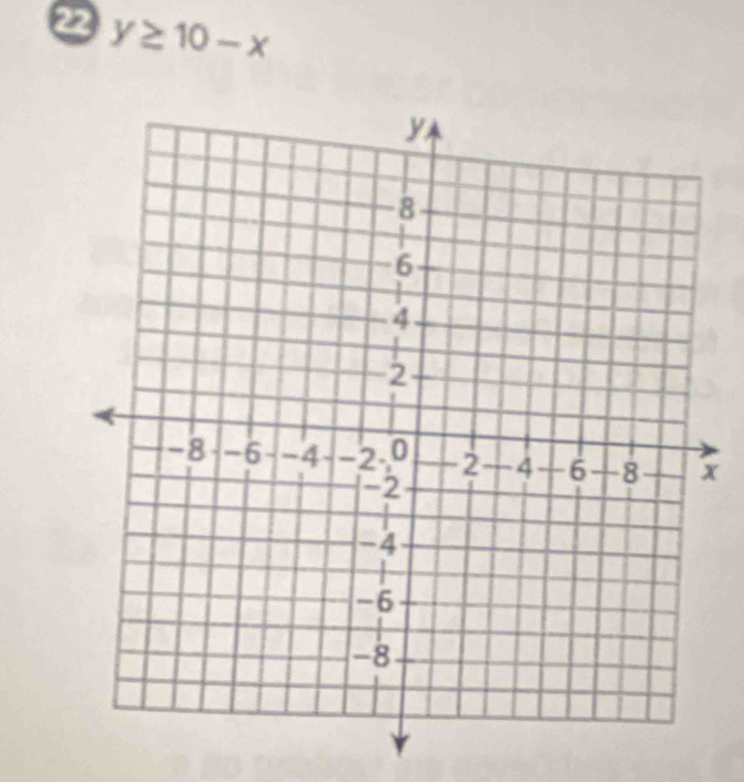 22 y≥ 10-x
x