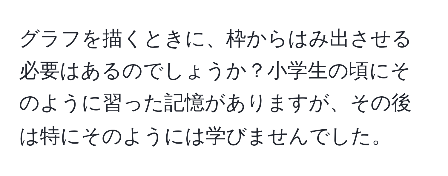 グラフを描くときに、枠からはみ出させる必要はあるのでしょうか？小学生の頃にそのように習った記憶がありますが、その後は特にそのようには学びませんでした。