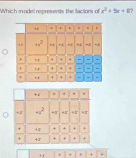 Which model represents the factors of x^2+9x+8 2