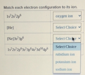 electron configuration to its ion.