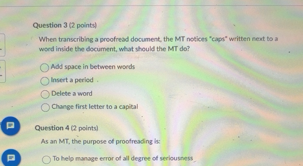Solved: When transcribing a proofread document, the MT notices 