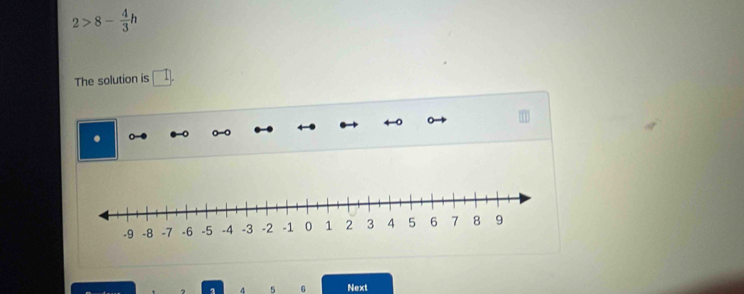 2>8- 4/3 h
The solution is □. 
. 
a 4 5 6 Next