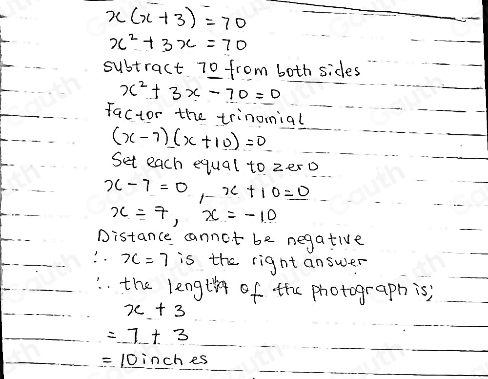 Solved: A photograph has a length that is 3 inches longer than its ...