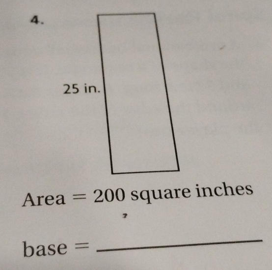 Area =200 square inches
base = 
_