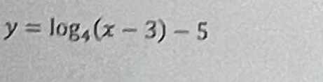 y=log _4(x-3)-5