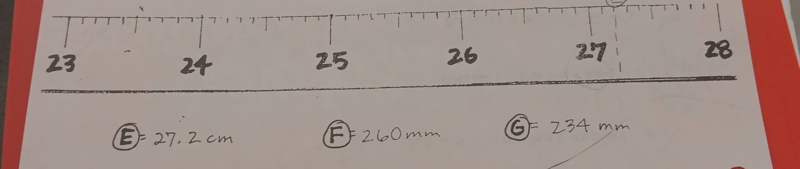 23
24
25
26
27
28
E=27.2cm
F)=2.60mn A 
G)==234mm