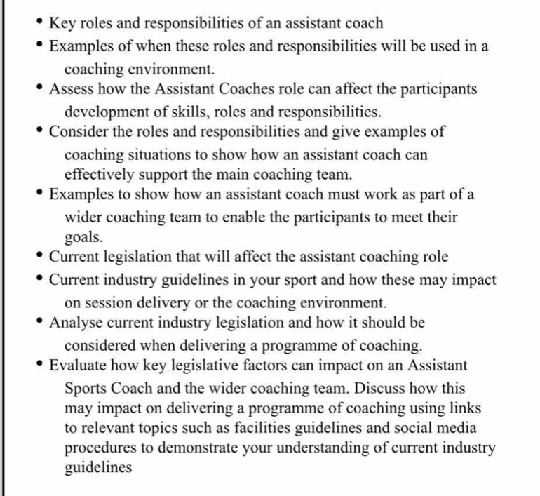 Solved: Key roles and responsibilities of an assistant coach Examples ...
