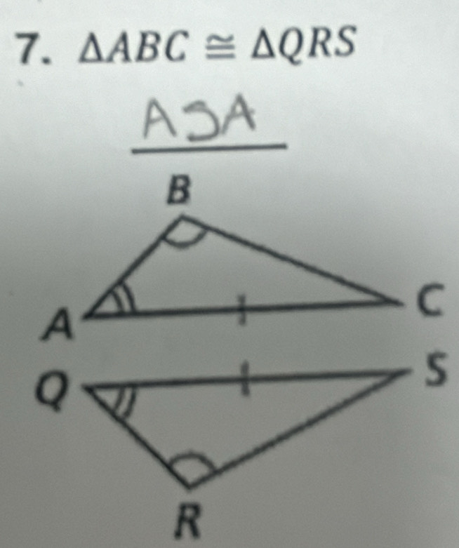 △ ABC≌ △ QRS