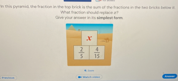 Solved: In this pyramid, the fraction in the top brick is the sum of ...