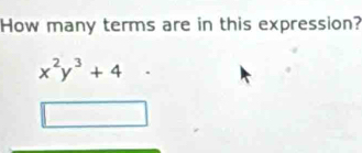 How many terms are in this expression?
x^2y^3+4