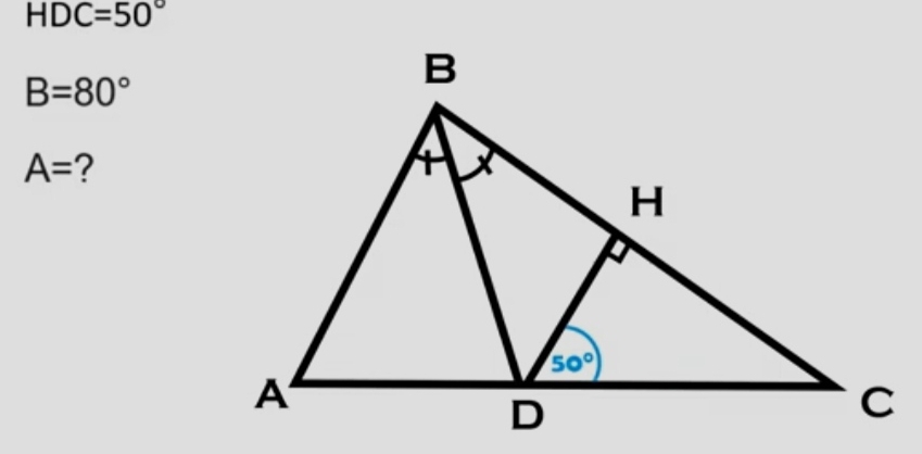 HDC=50°
B=80°
A= ?