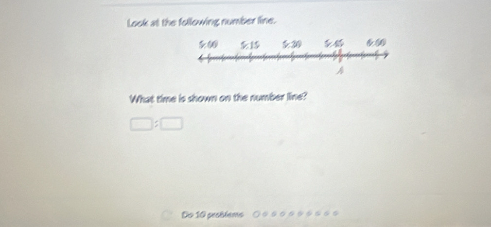 Look at the following number line. 
What time is shown on the number line?
□ :□
Do 10 problème