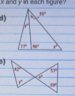 and y in each figure?
d )
)