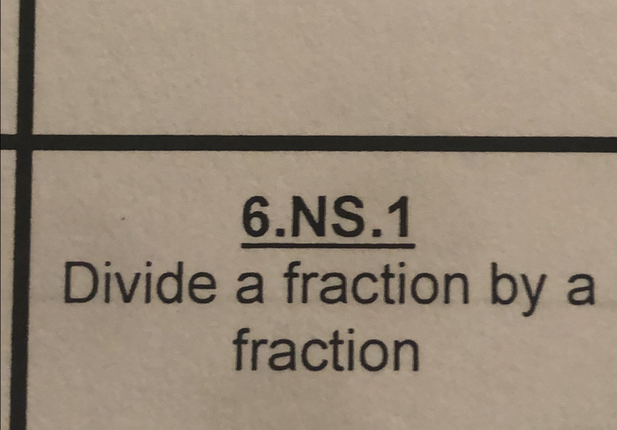 NS.1 
Divide a fraction by a 
fraction