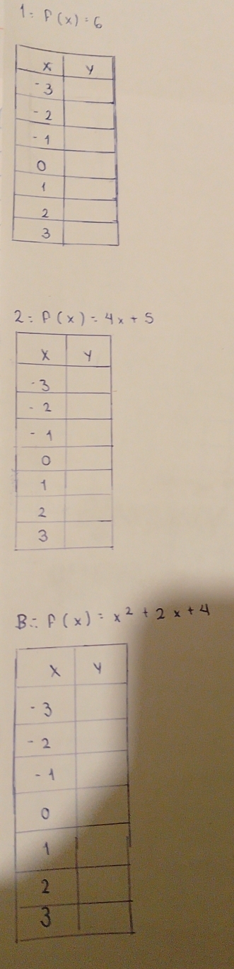 :P(x)=6
2=P(x)=4x+5
B: f(x)=x^2+2x+4