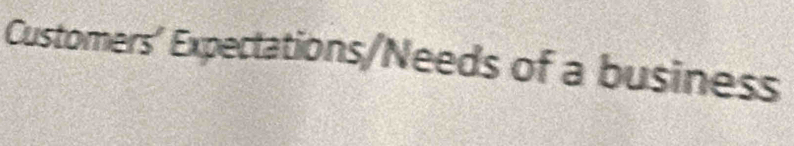 Customers’ Expectations/Needs of a business