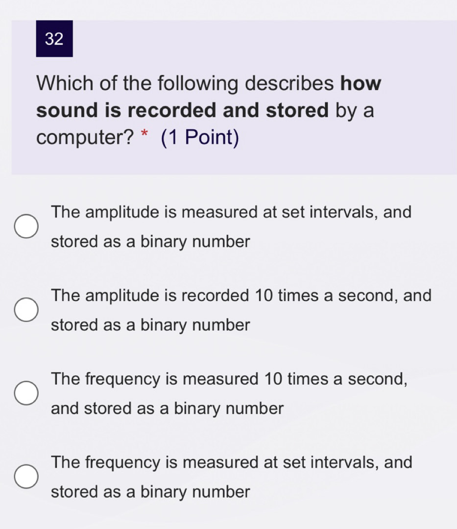 Solved: Which of the following describes how sound is recorded and ...