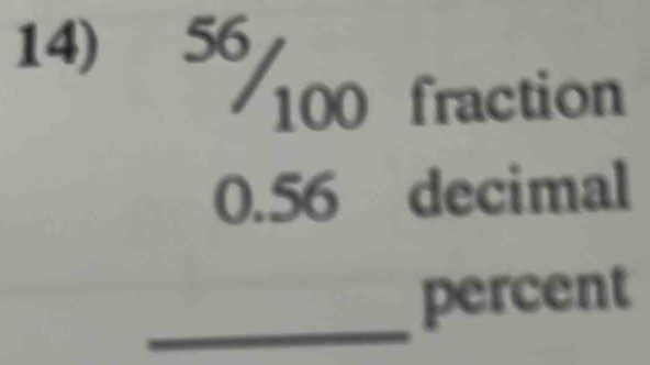 Solved: 100 fraction 0.56 decimal _percent [Math]