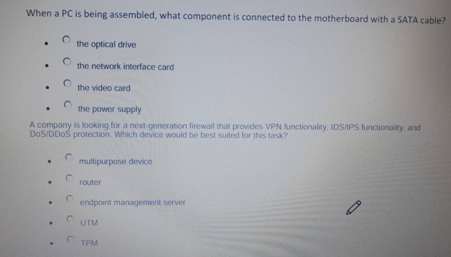 Solved: When a PC is being assembled, what component is connected to ...