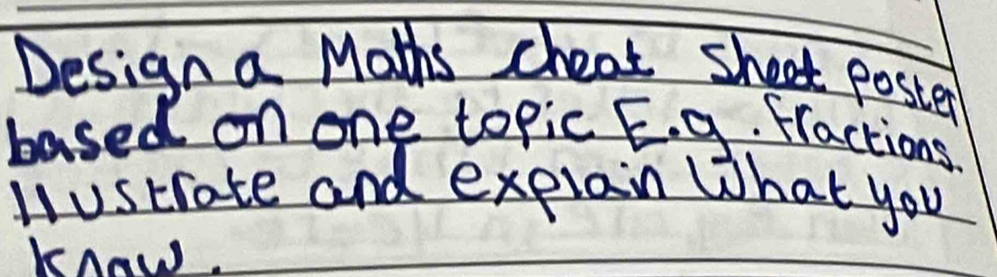 Solved: Design a Maths cheak sheet poster based on one topic E. g ...