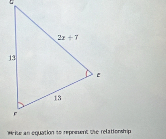 Write an equation to represent the relationship