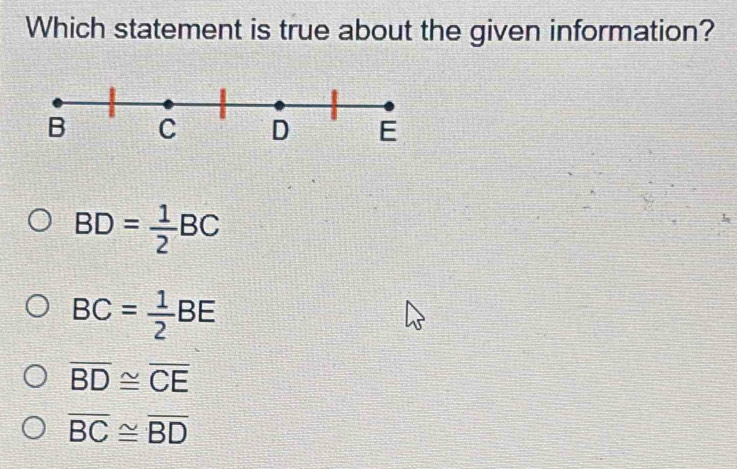 Solved: Which statement is true about the given information? B C D E BD ...