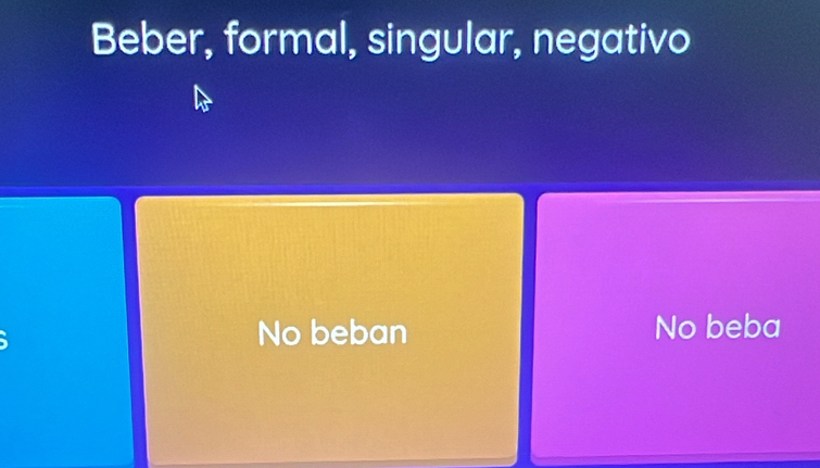 Beber, formal, singular, negativo
No beban No beba