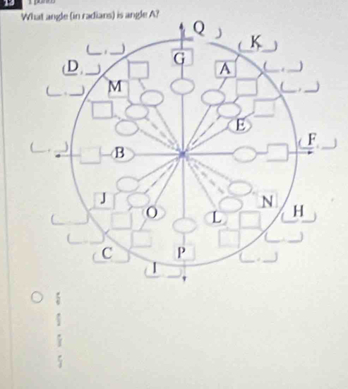 (in radians) is angle A?
5