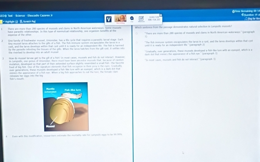 Solved: ①Time Remaining 00:54 GED® Test - Science - Eleucadio Cazares ...