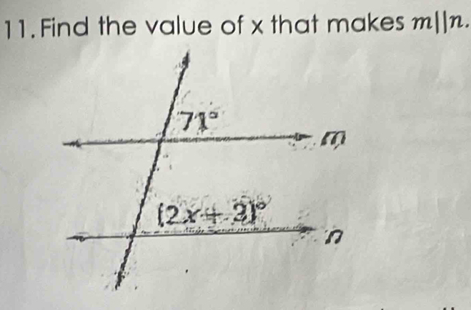 Find the value of x that makes m||n.