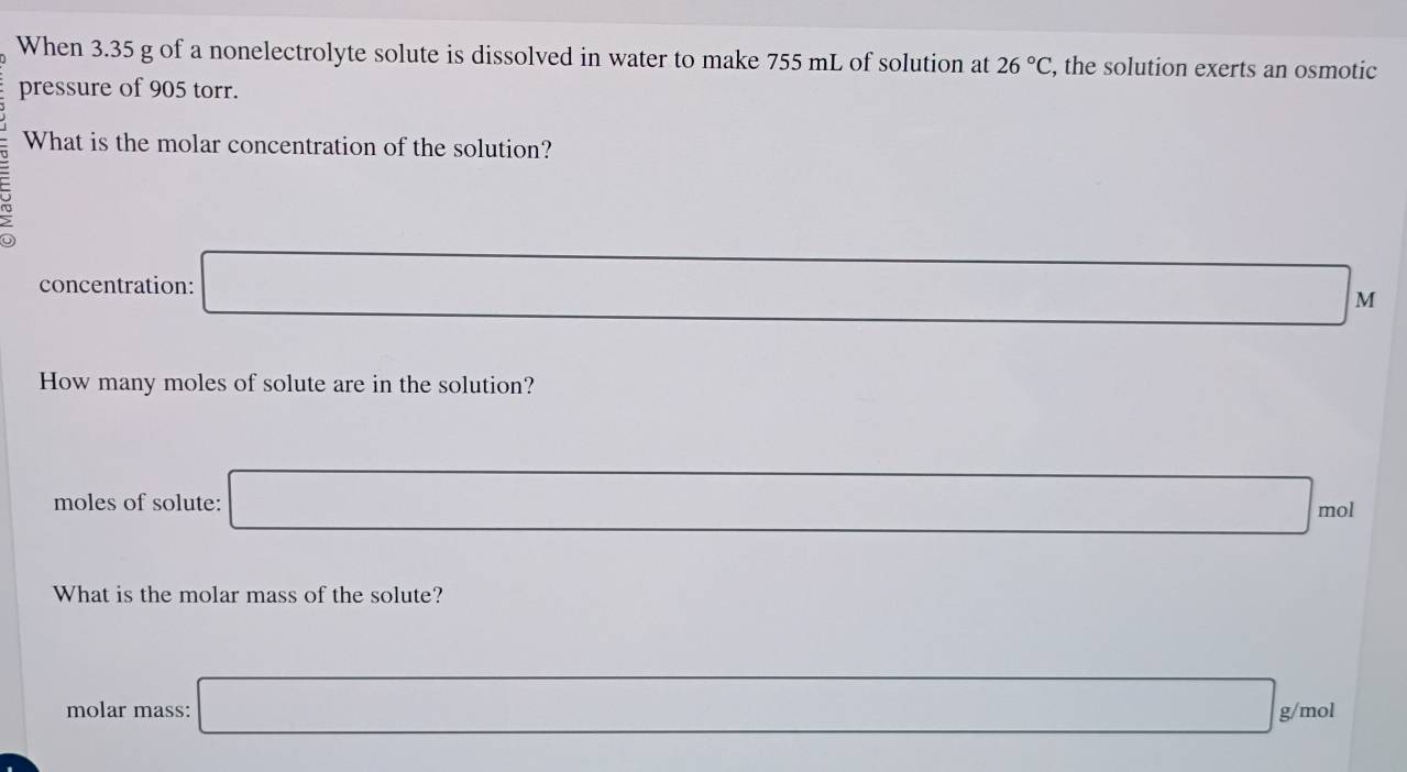 Solved: When 3.35 g of a nonelectrolyte solute is dissolved in water to ...
