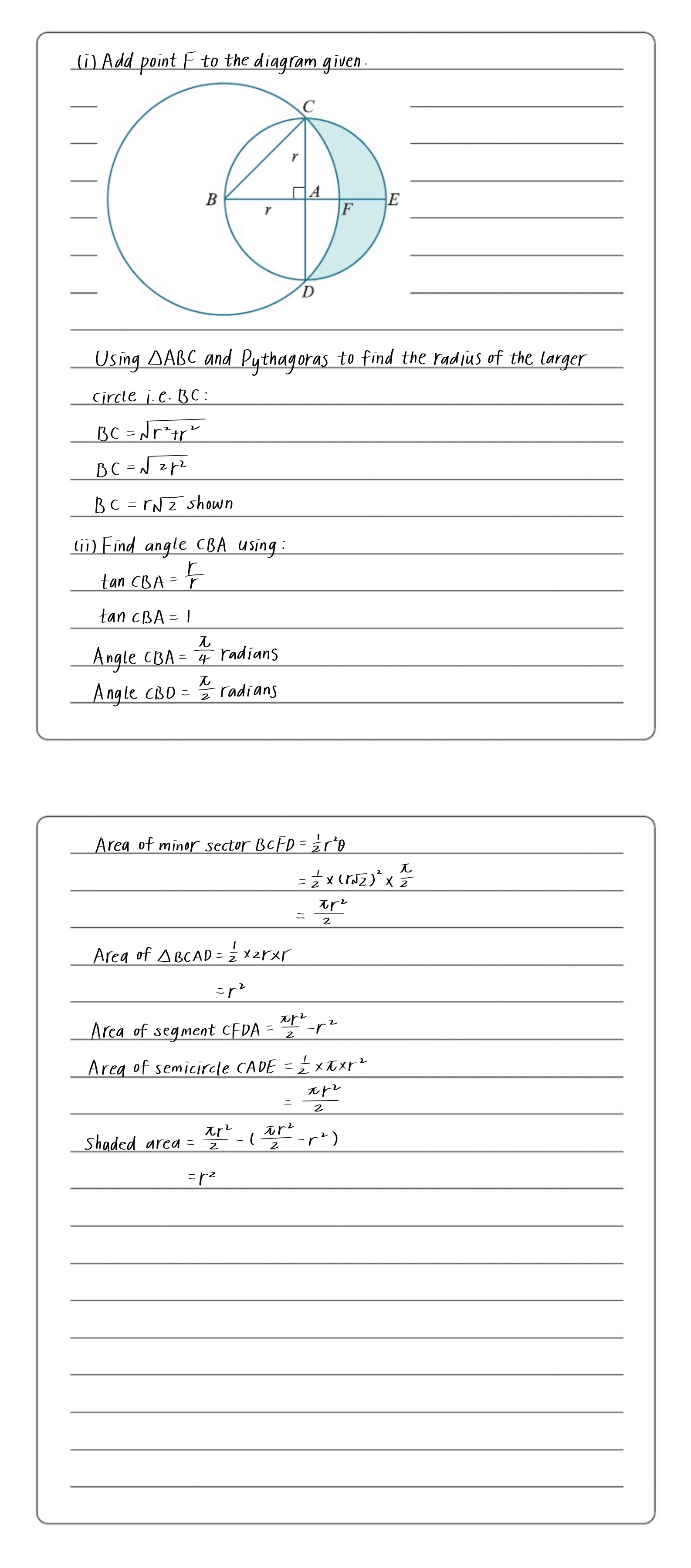 Solved: The diagram shows a circle with centre A and radius r ...